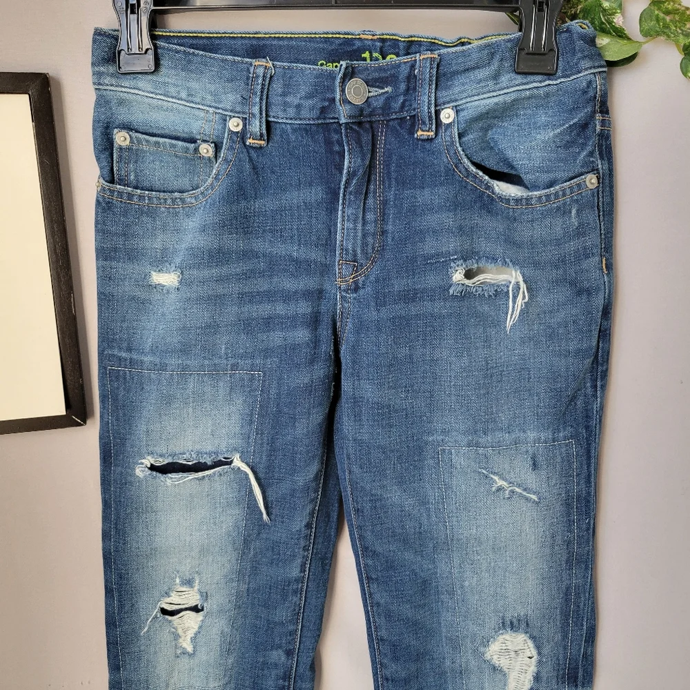 Gap Kids 1969 Straight Distressed Denim Jeans Blue‎ 14 R